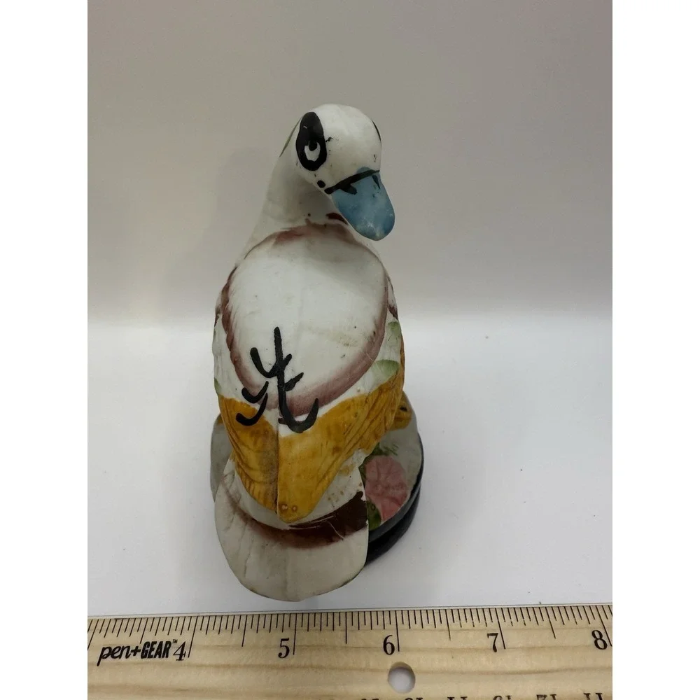 Vintage Ceramic Blue Billed Duck Figurine Made in Taiwan Figure 4.5